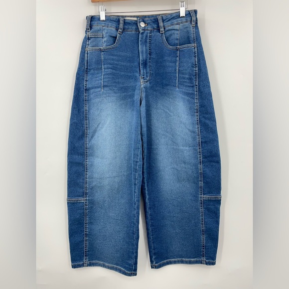 Pilcro 28x26 Kenna Mid-Rise Heritage Barrel Jeans stretchy blue Anthropologie - Picture 3 of 10